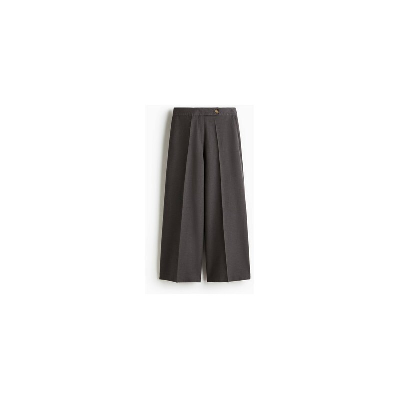 H&M - Elegantní kalhoty z lněné směsi - Tmavě Šedá