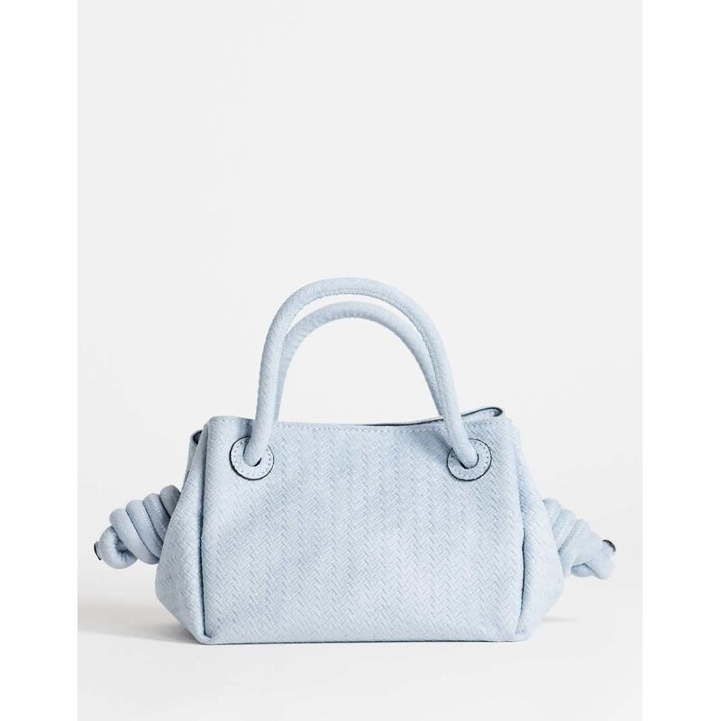 Topshop Jenny small grab weave bag in blue suedette