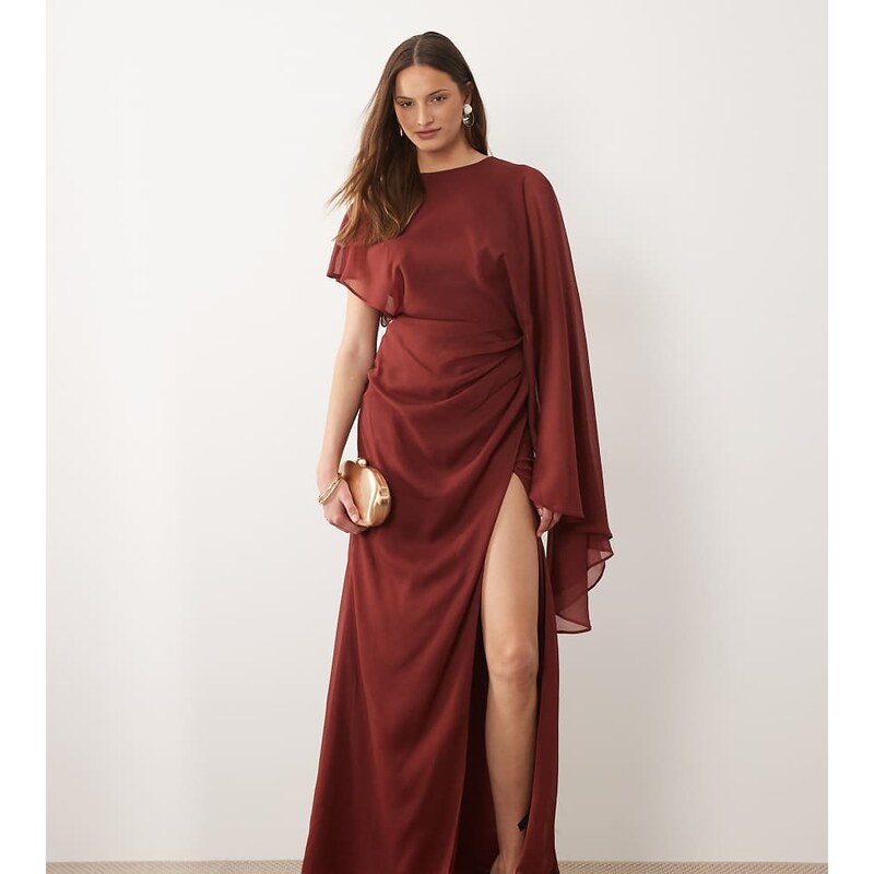 ASOS Tall ASOS DESIGN Tall cape sleeve bias cut drape maxi dress
