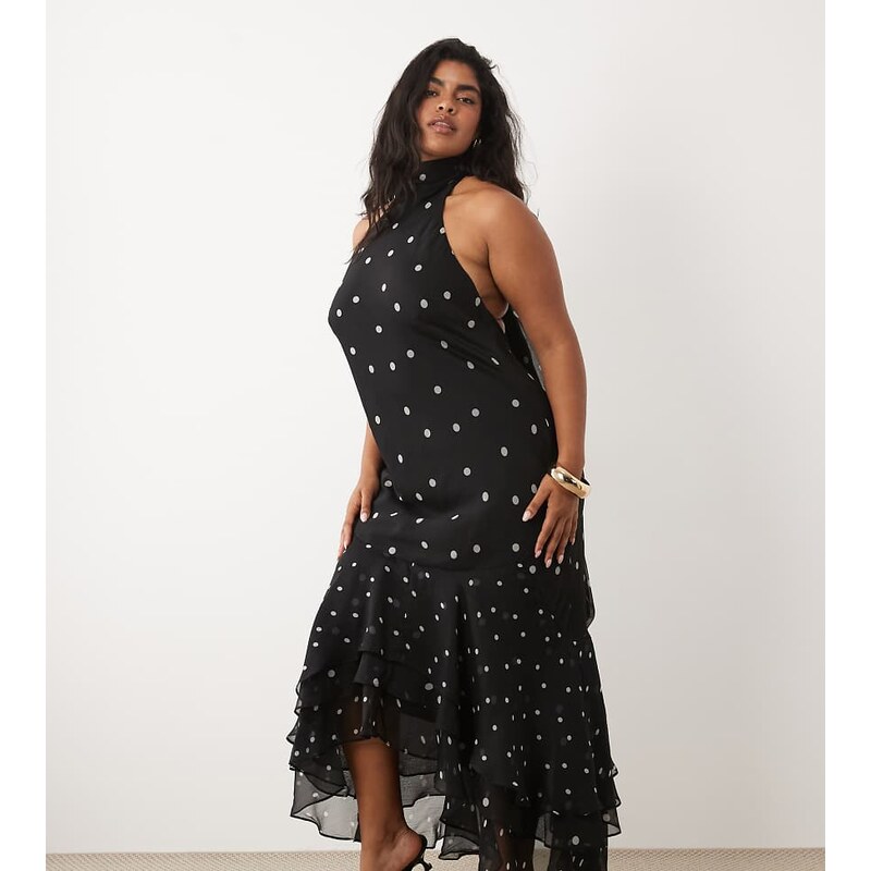 ASOS Curve ASOS DESIGN Curve halter maxi dress with scarf detail
