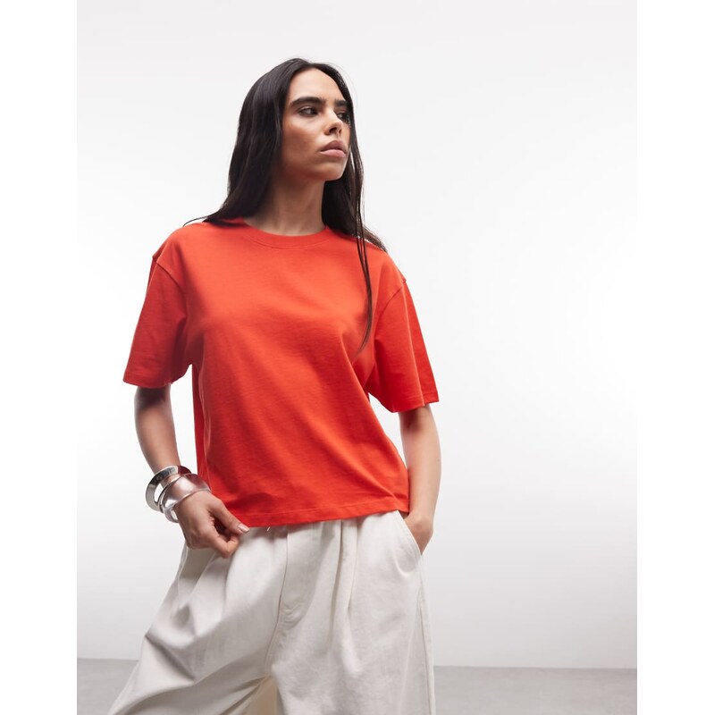 COLLUSION boxy short sleeve t-shirt in red