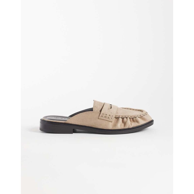 SEQWL Cadilliac faux suede penny loafer mules in taupe-Neutral