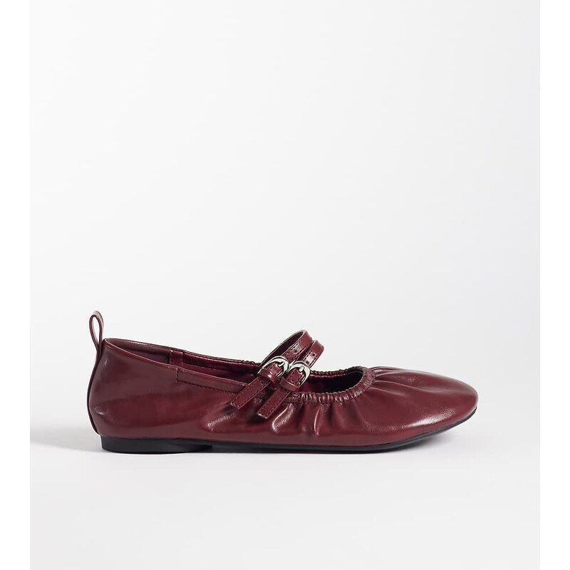 London Rebel Wide Fit Mia strappy ruched ballet flats in