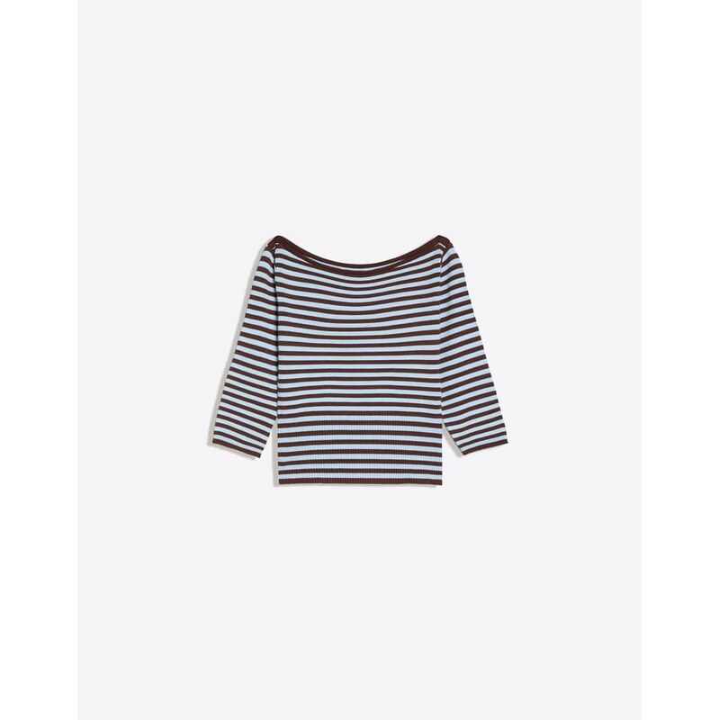 Bershka Boat neck jumper in brown