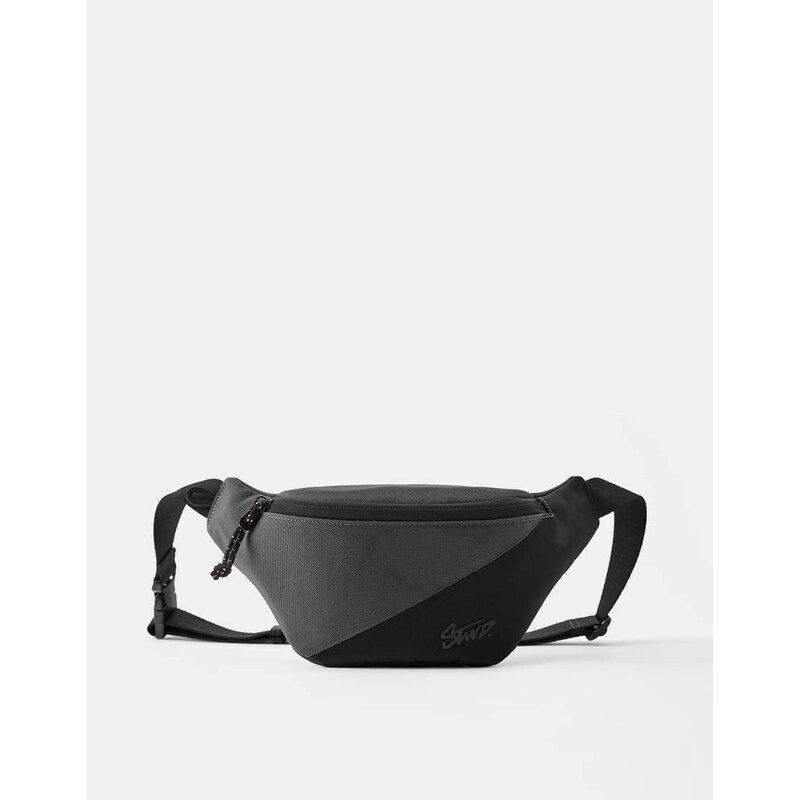 Pull&Bear Mixed fabric stwd belt bag in grey