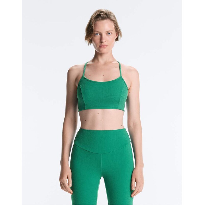 OYSHO Light-support piqué sports bra in green