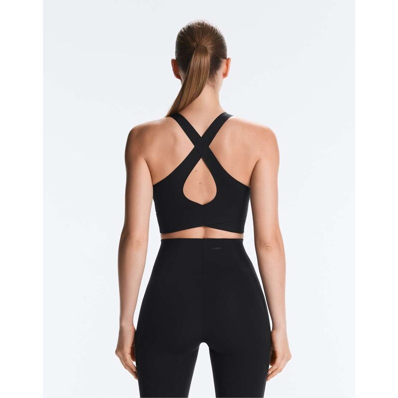 OYSHO Light touch crossover back tank top in black