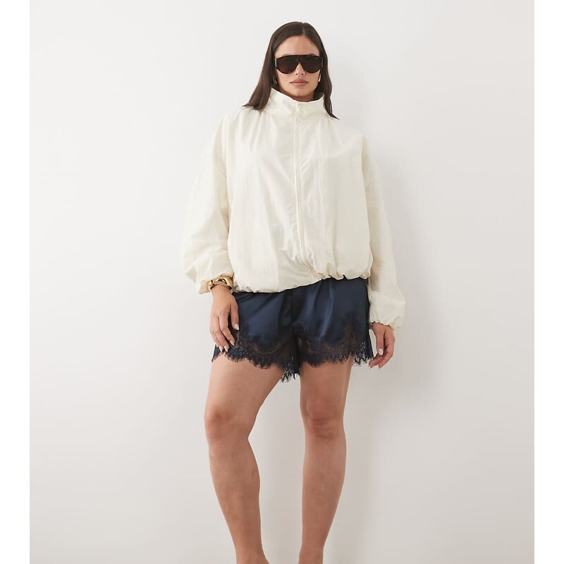 ASOS Curve ASOS DESIGN Curve satin lace trim drawstring waist