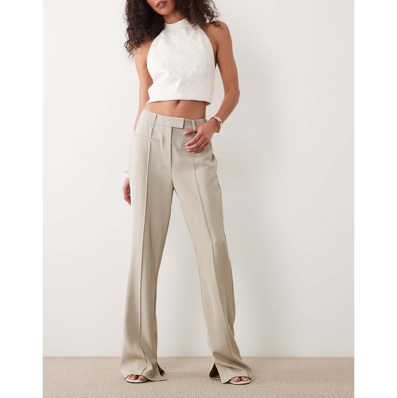 ASOS DESIGN Tailored slinky flare trousers in sage-Green