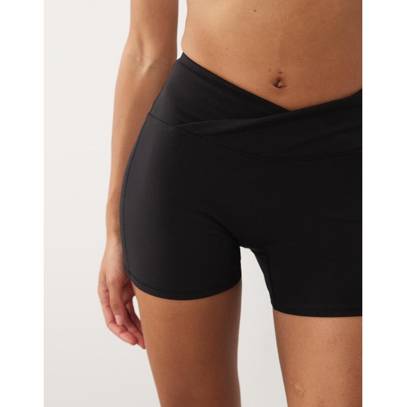 4505 soft touch wrap waist booty short in black