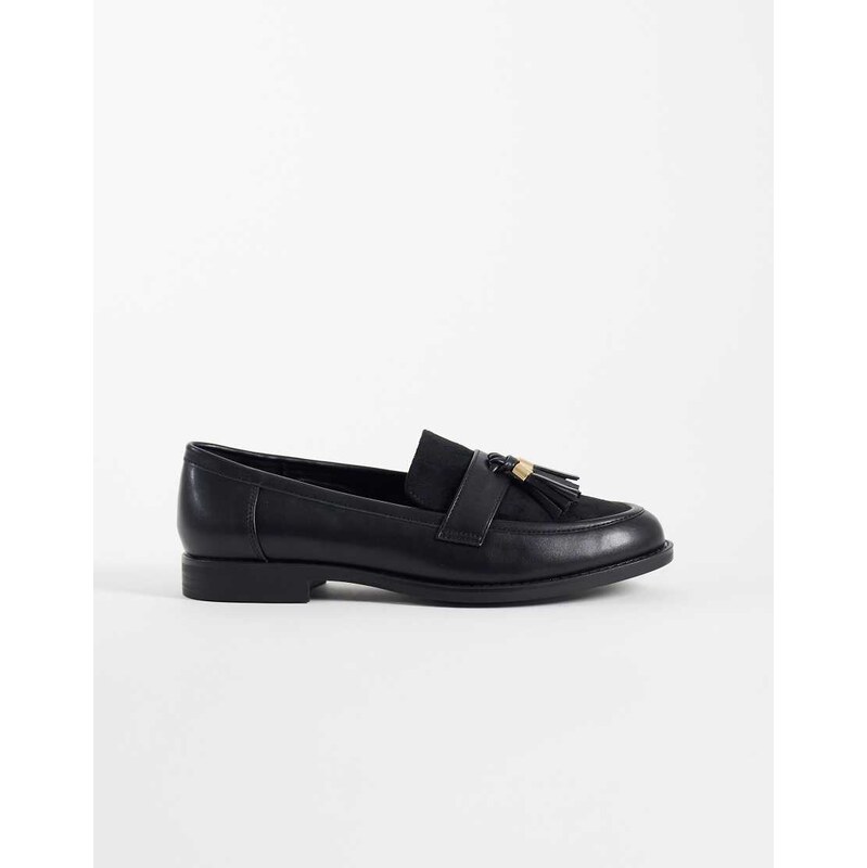 London Rebel Amber tassel penny loafers in black
