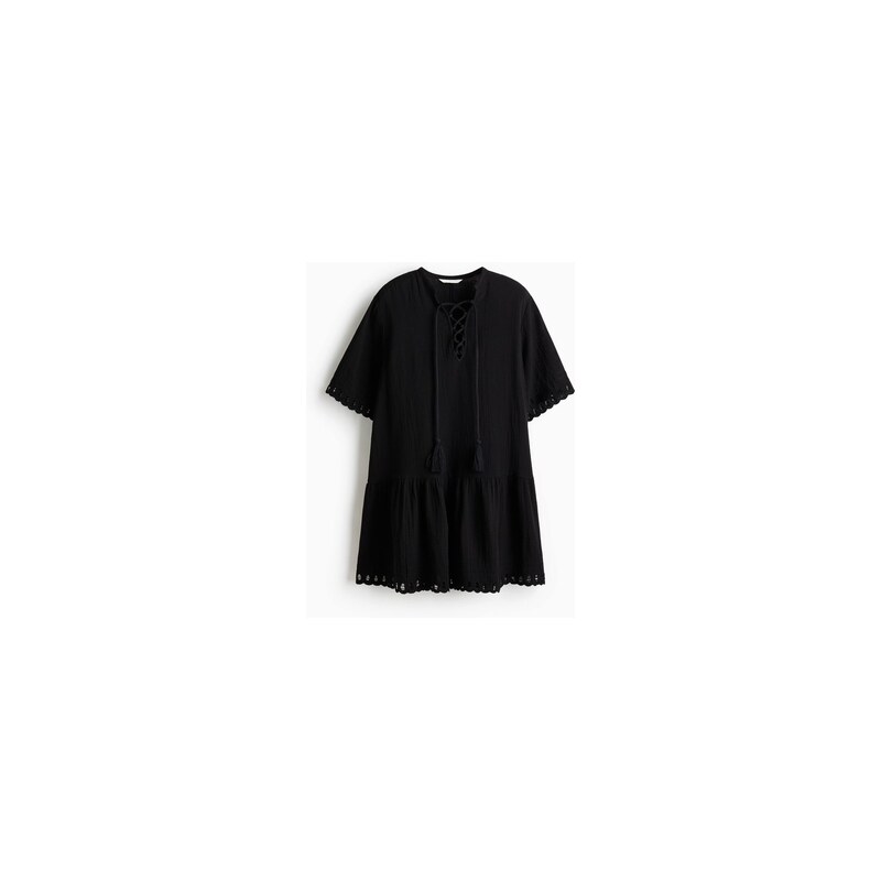 H&M - Bavlněné tunikové šaty - Černá