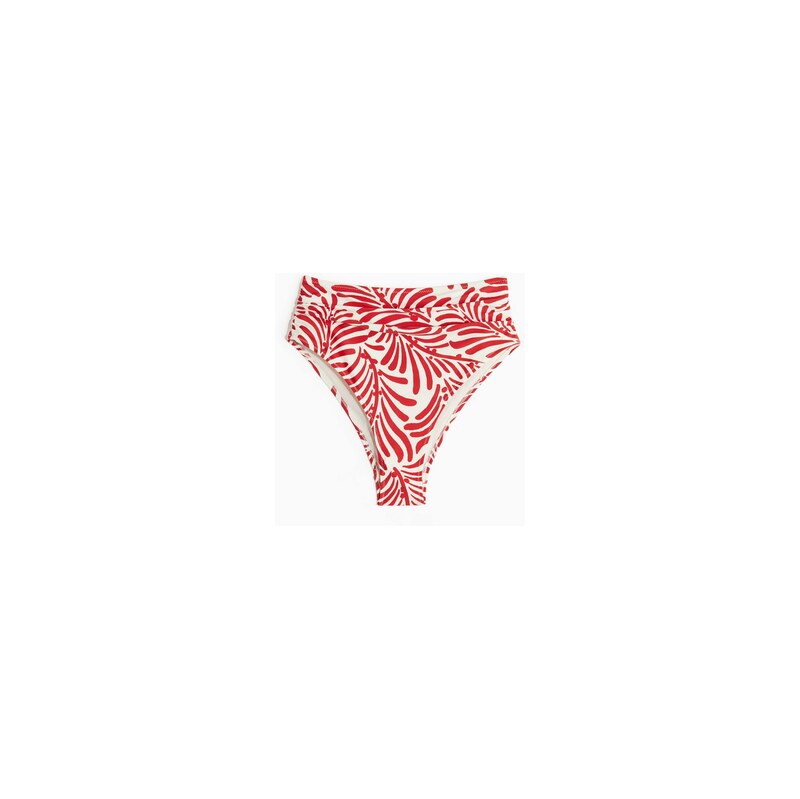 H&M - Bikinové kalhotky Cheekys vysokým pasem - Bílá/Červený
