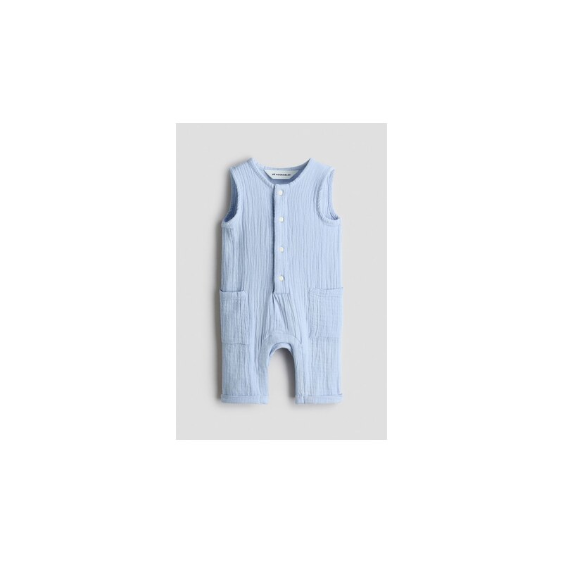 H&M - Overal z bavlněného mušelínu - Bleděmodrá