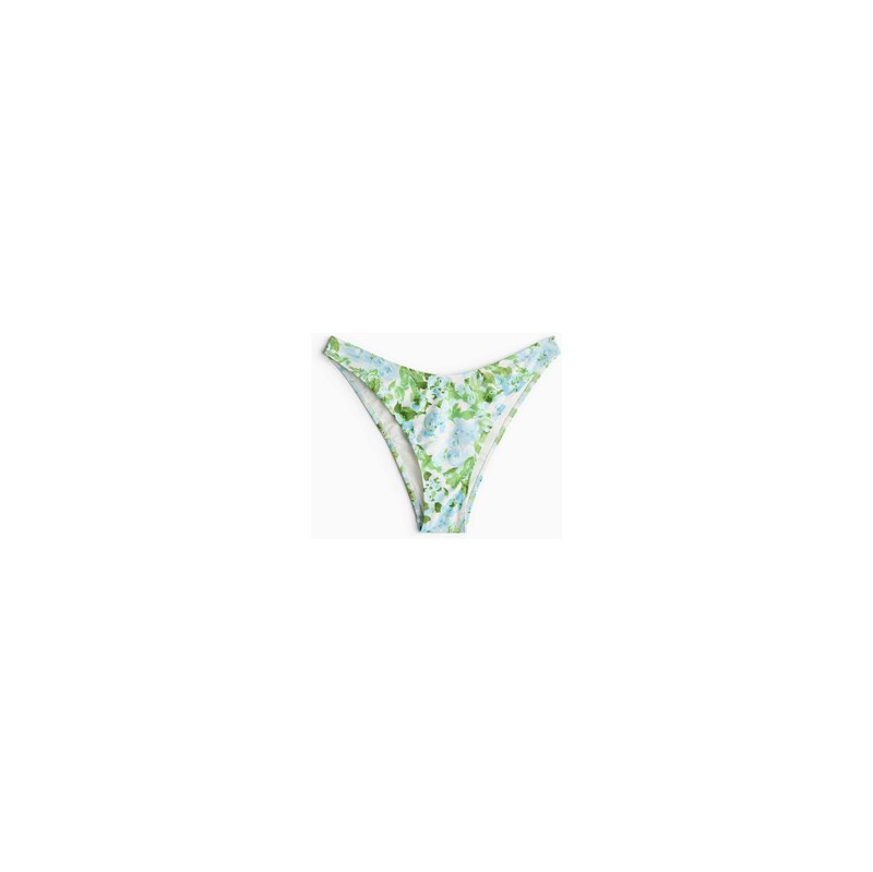 H&M - Bikinové kalhotky Cheeky - Jasně Zelená/Květy