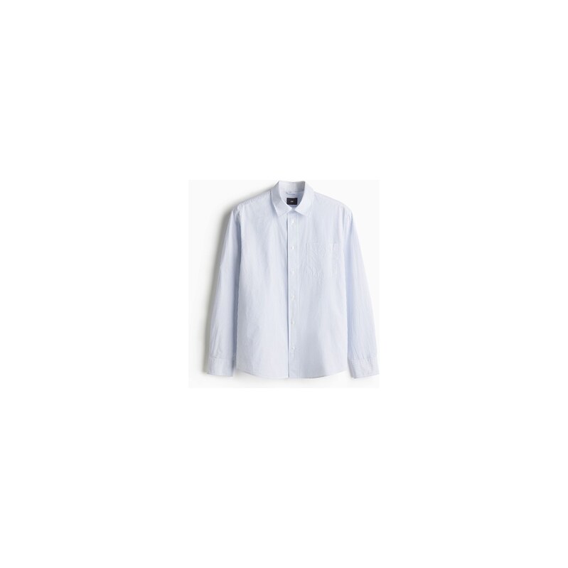 H&M - Popelínová košile Regular Fit - Bleděmodrá/Proužky