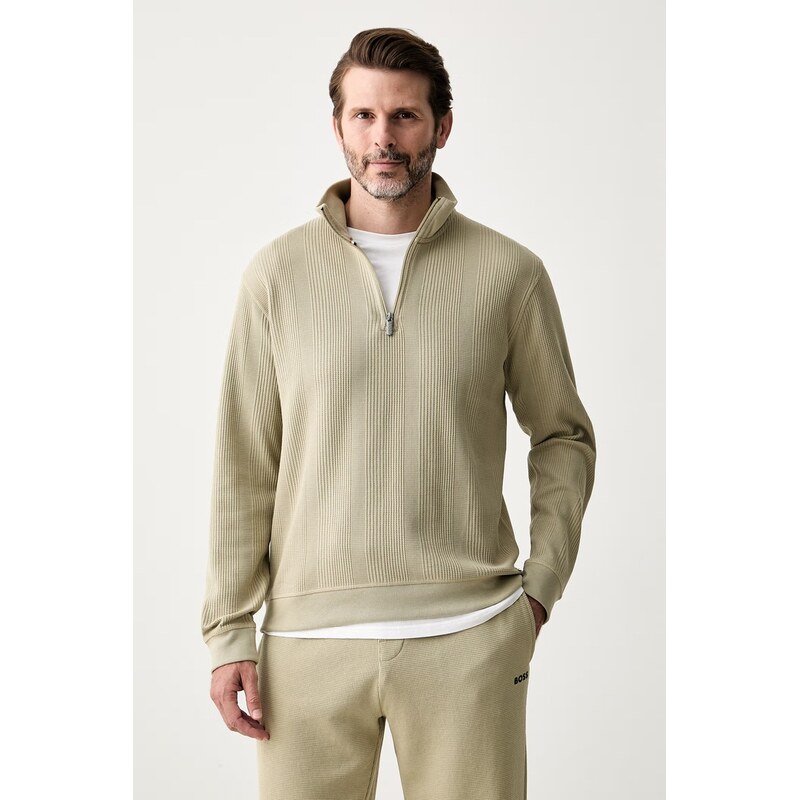 BOSS loungwear mikina pánská s bavlnou Structure 1/4 Zip