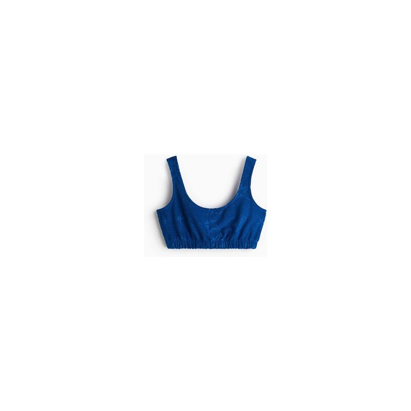 H&M - Croptop z froté - Modrá