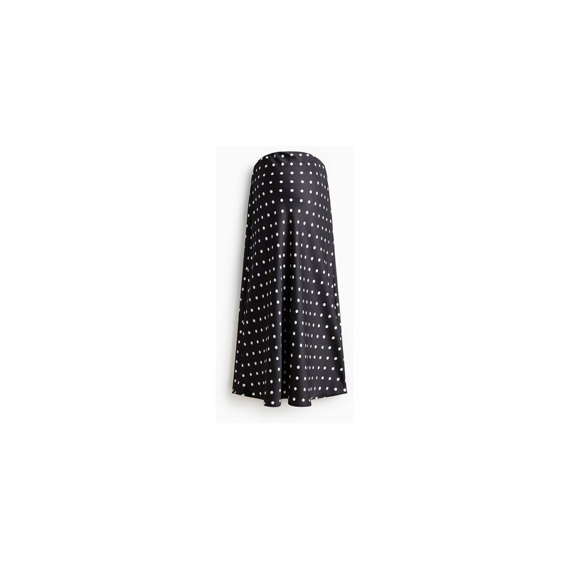 H&M - MAMA Saténová sukně slip skirt - Černá/Puntíky