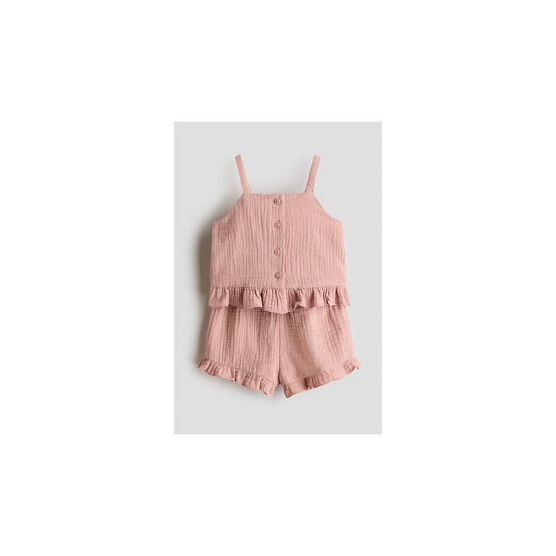 H&M - Dvoudílná souprava z bavlněného mušelínu - Tlumená Světle