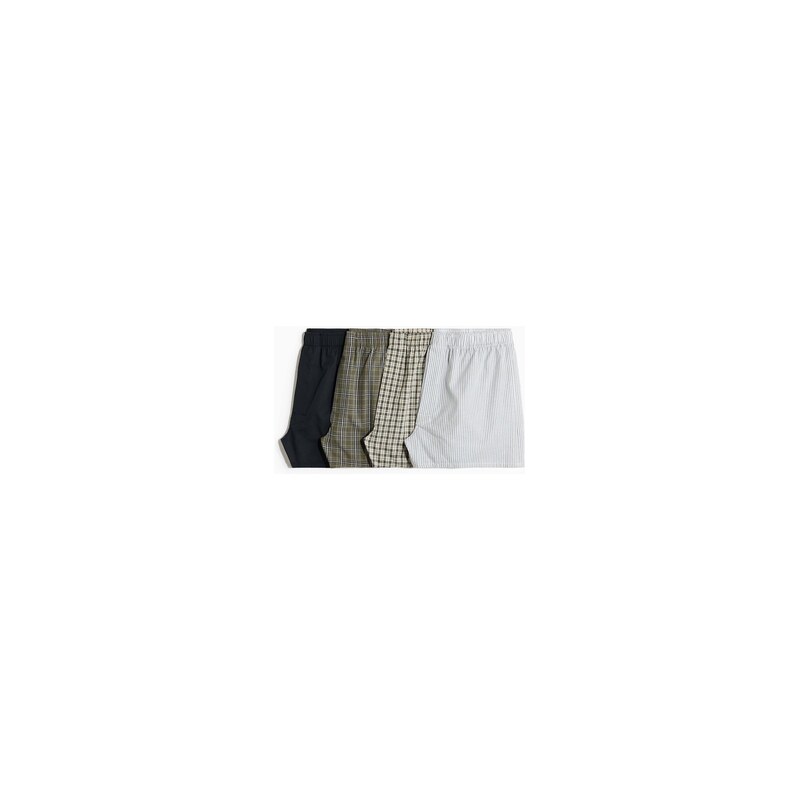 H&M - Boxerky z tkaniny 4 kusy - Khaki Green/Checked