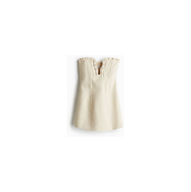 H&M - Seashell-detail plunge dress - Světle Béžová