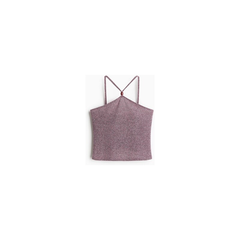 H&M - Pletený top bez rukávů - Růžový Melír