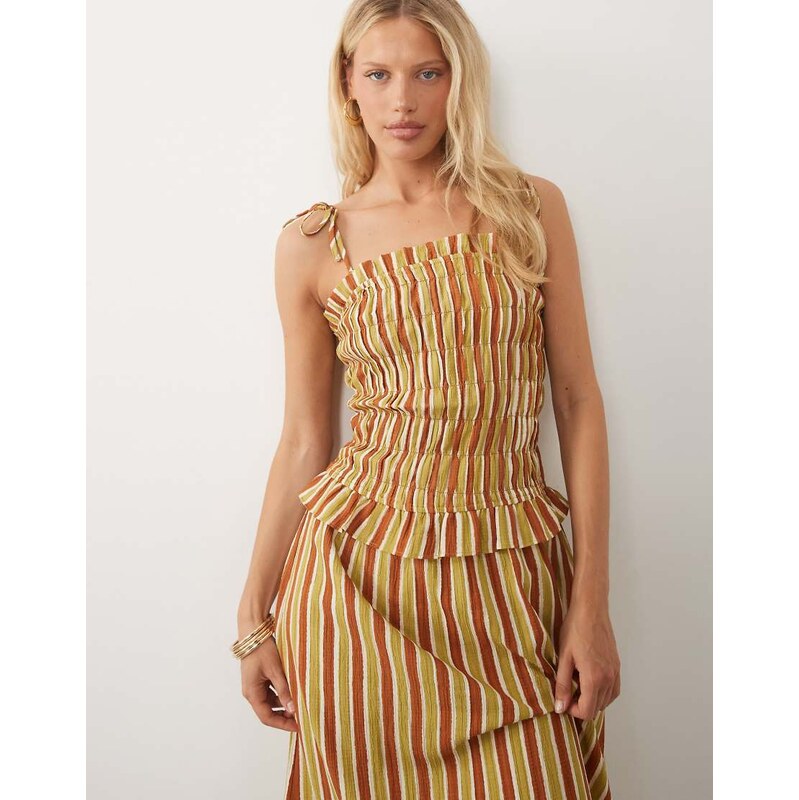 Wednesdays Girl Wednessays Girl shirred midaxi dress in green