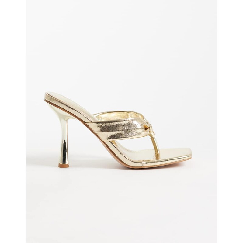 SIMMI Shoes Simmi London Solea toe post heeled sandals in gold