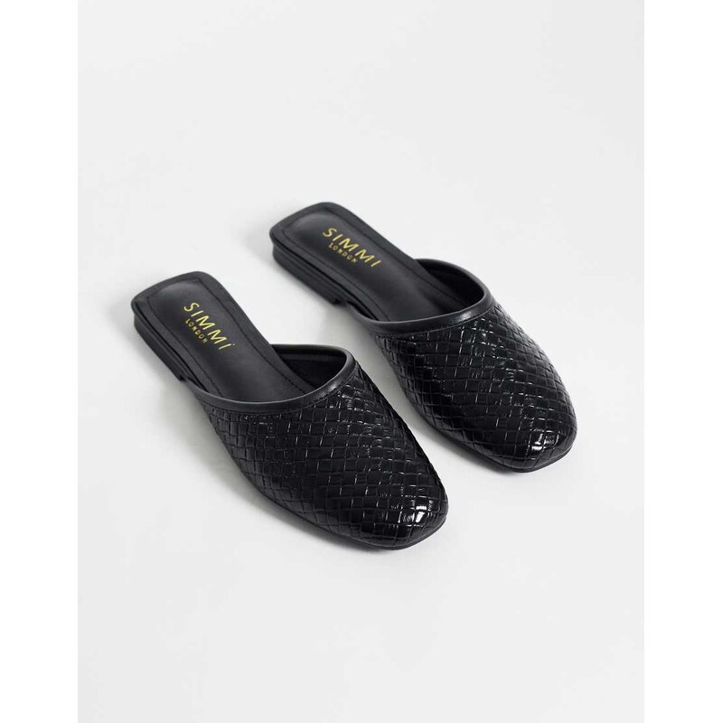 SIMMI Shoes Simmi London Nichola woven flat mules in black