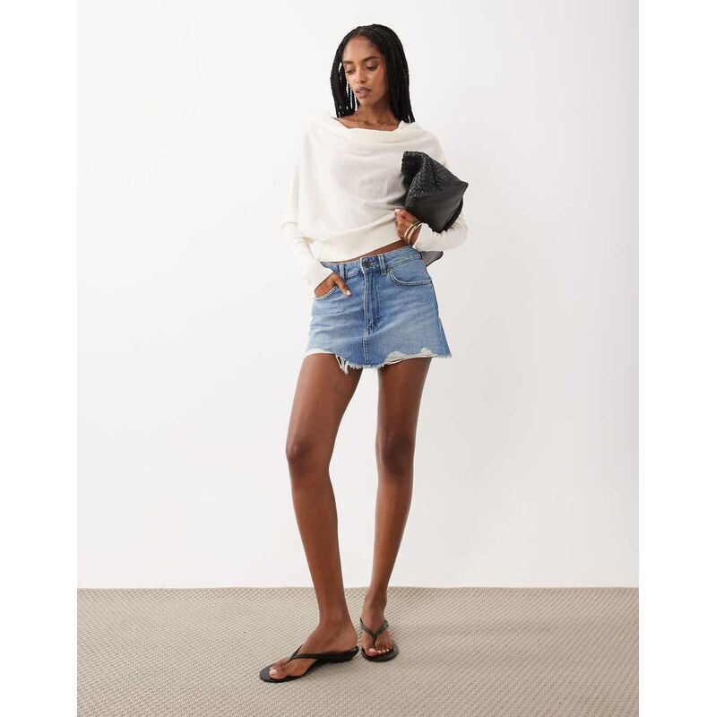 Cotton On original denim mini skirt in bobby blue rip