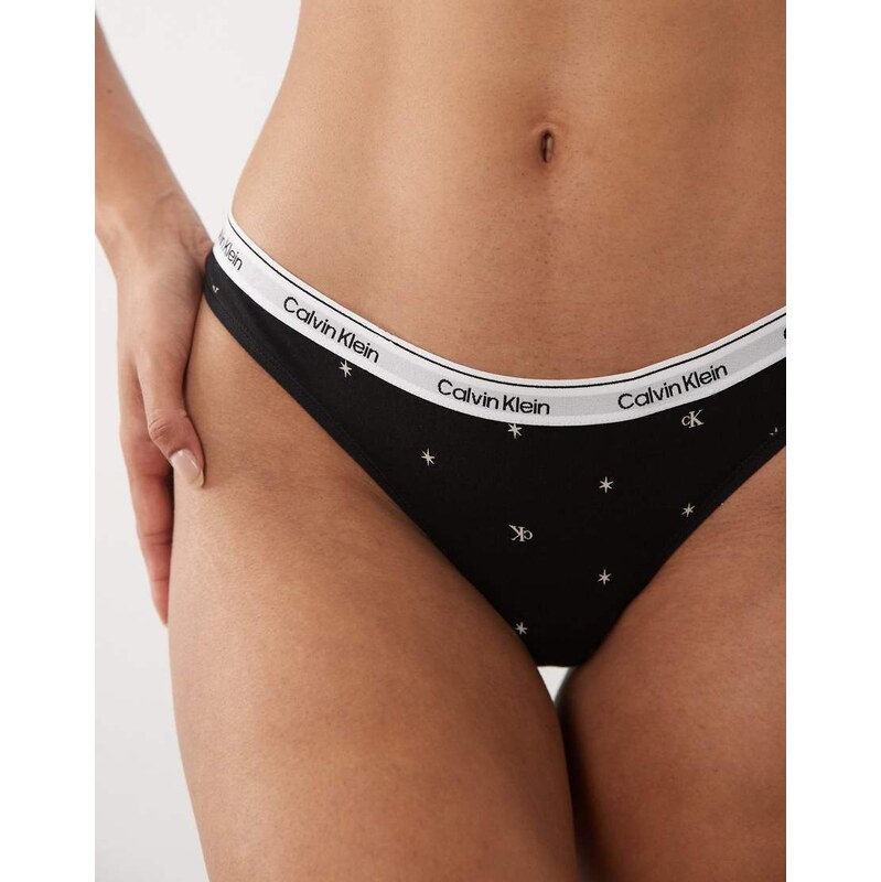 Calvin Klein Icon Logo thong in black print