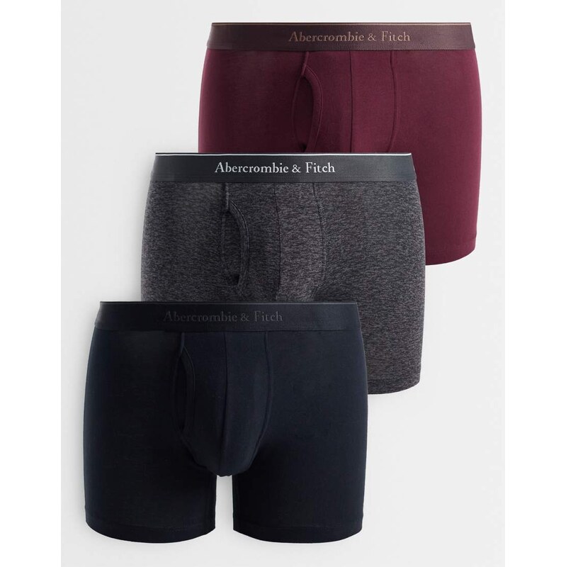 Abercrombie & Fitch 3 pack boxers with logo waistband in black