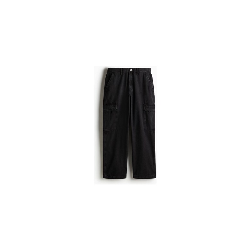 H&M - Loose Cargo Jeans - Černá