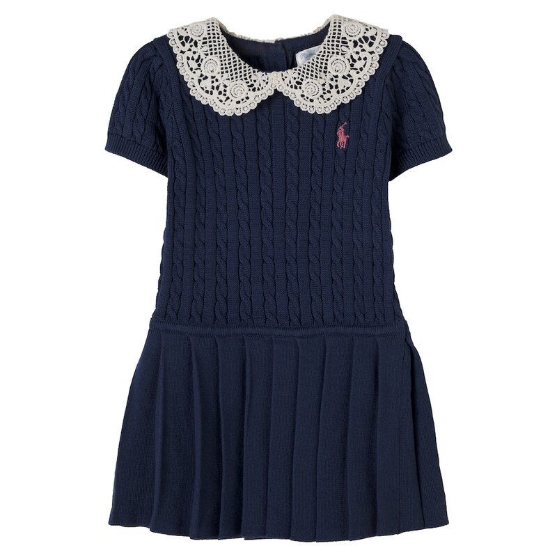 Polo Ralph Lauren Kids Baby embroidered pleated cotton dress