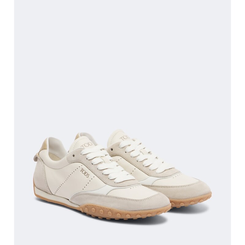 Tods Suede-trimmed leather sneakers