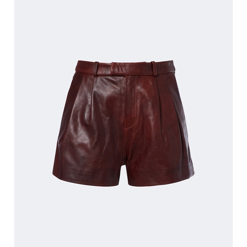 Arma High-rise leather shorts