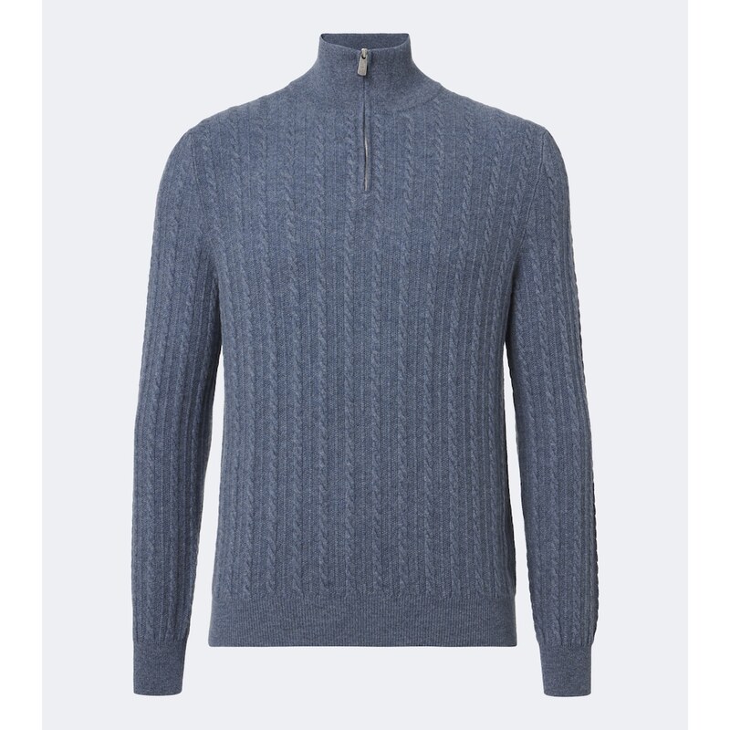 Fedeli Cable-knit cashmere half-zip sweater