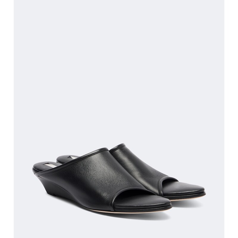 Christen Stretch leather wedge mules