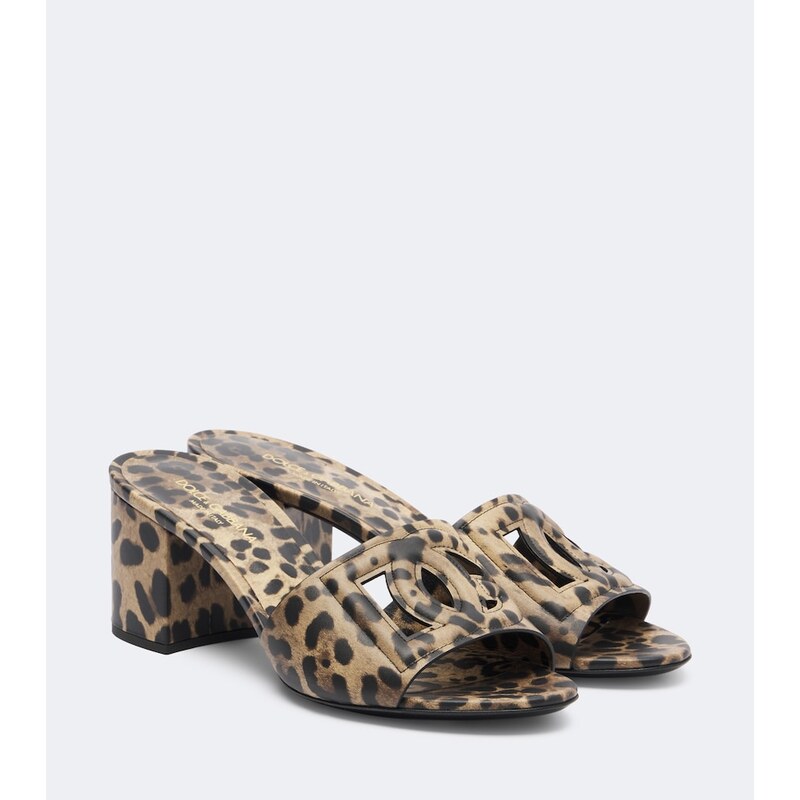 Dolce&Gabbana DG animal-print leather mules