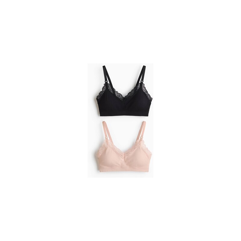 H&M - MAMA 2-pack padded nursing bras - Pudrově Růžová/Černá