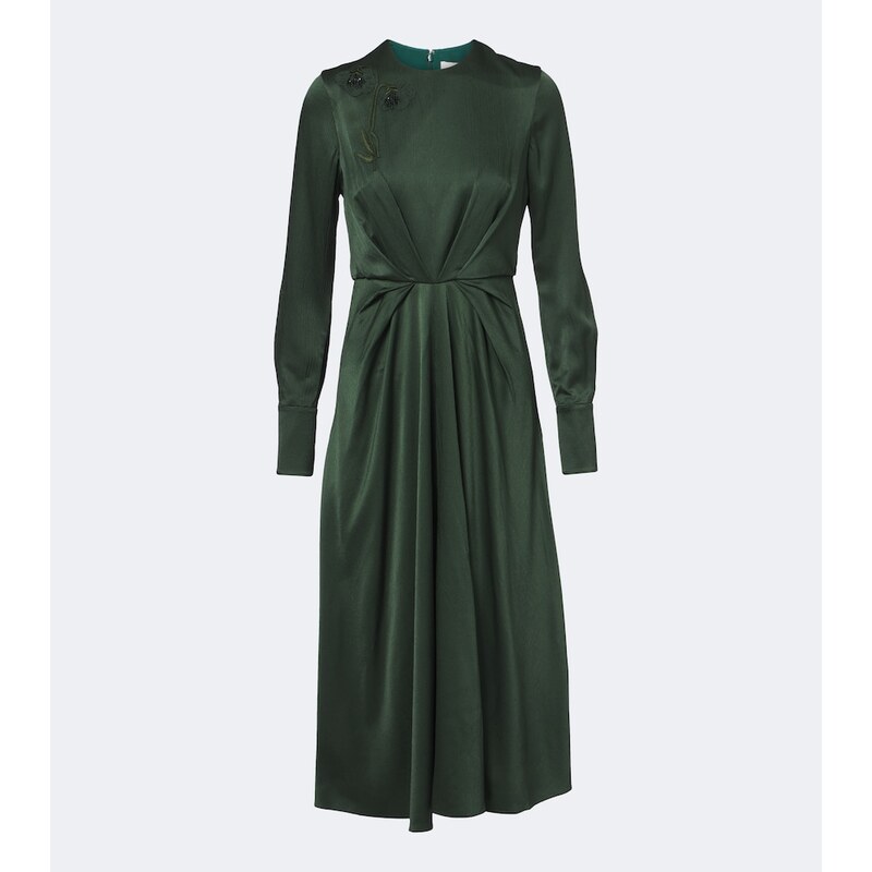 Erdem Floral-appliquÃ satin seersucker midi dress