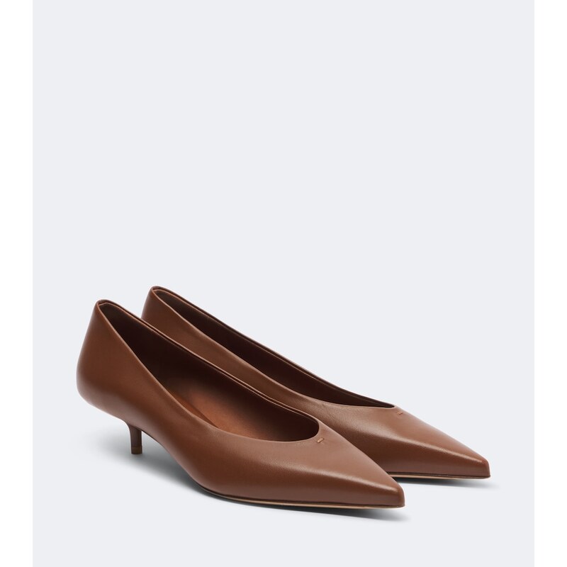 Max Mara lodičky z kůže v barvě Mm Brown