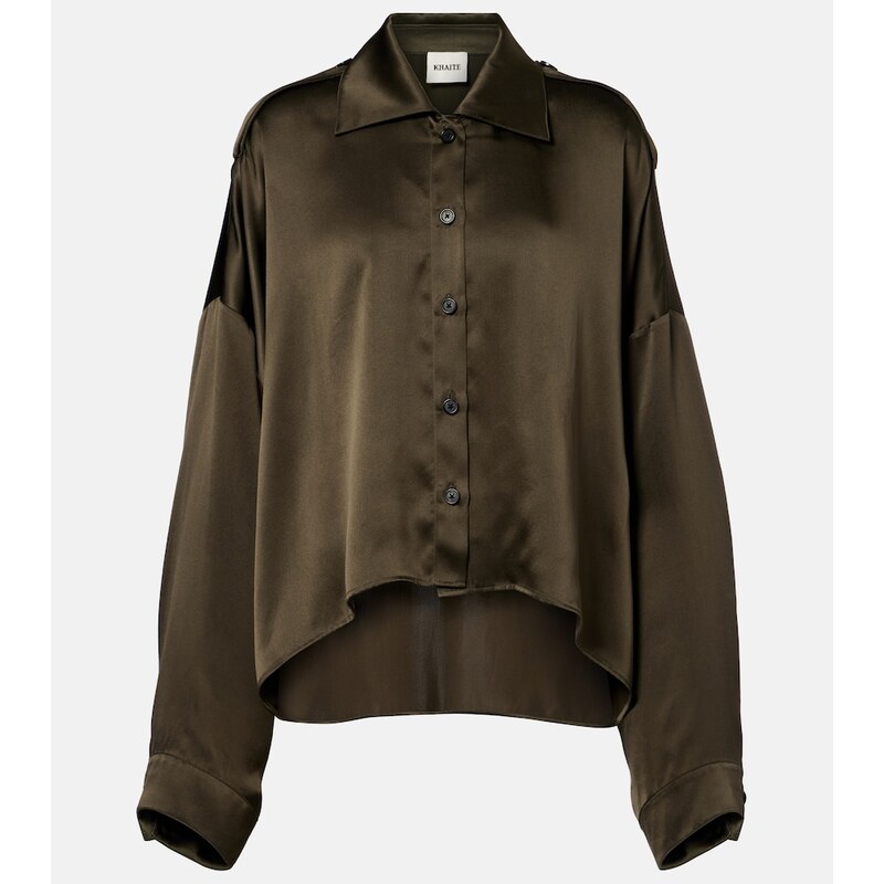 Khaite Bodine asymmetric silk satin shirt