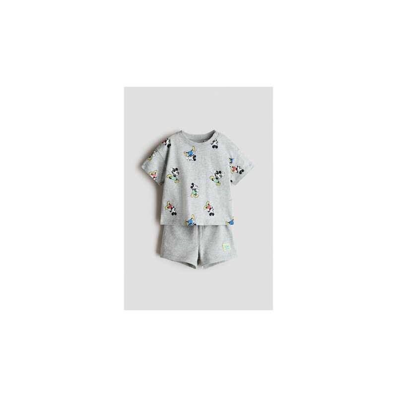 H&M - Dvoudílná soupravas potiskem - Světle Šedá/Myšák Mickey