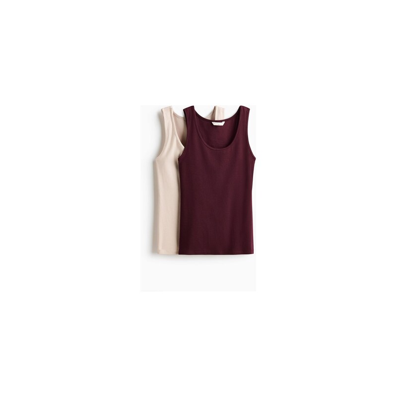 H&M - MAMA Top na kojení 2 kusy - Vínová/Bledě Růžová