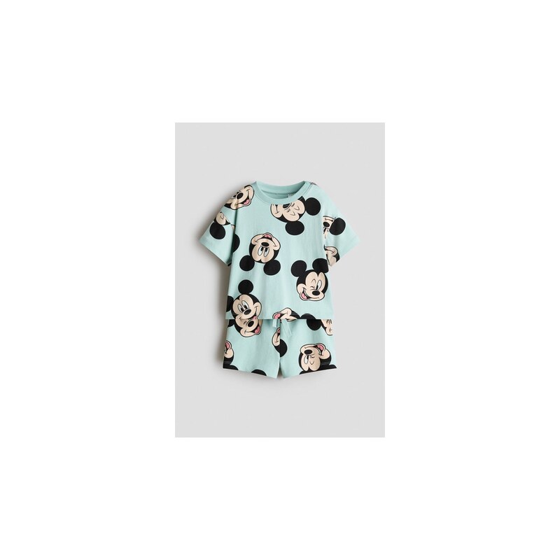 H&M - Dvoudílná soupravas potiskem - Tyrkysová/Myšák Mickey