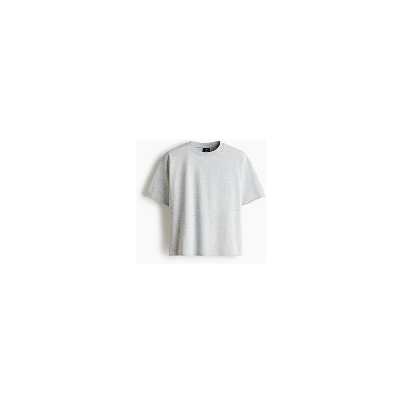 H&M - Tričko Boxy Oversized Fit - Light Grey Marl