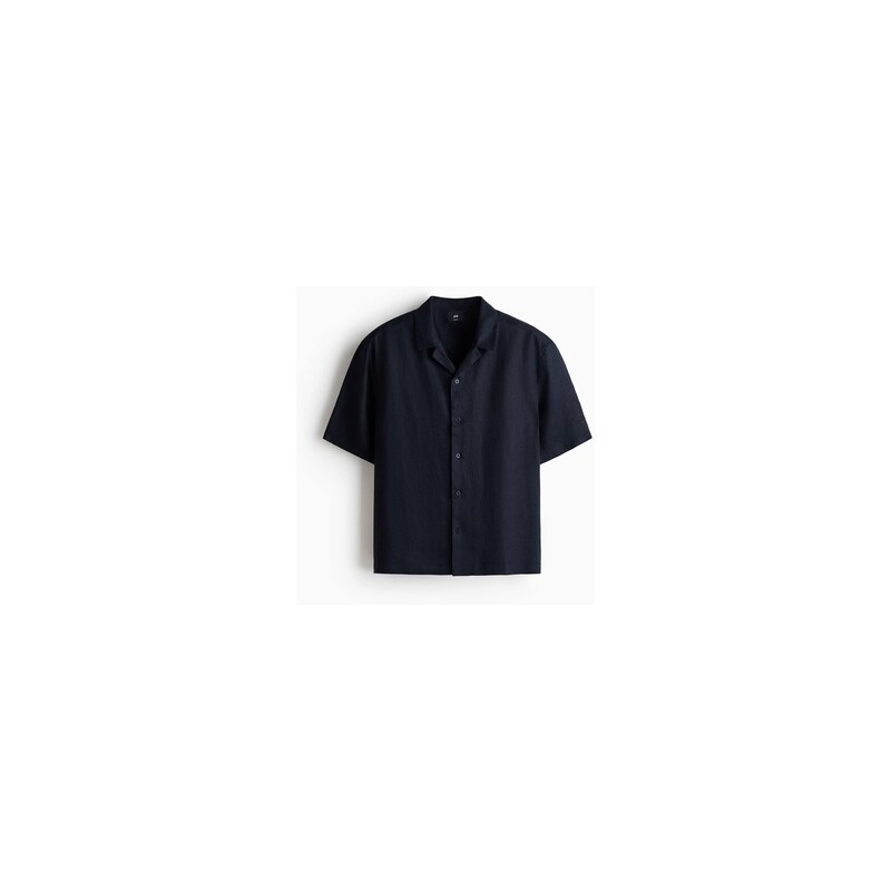 H&M - Lněná košile resort Relaxed Fit - Námořnická Modř