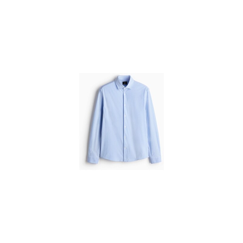 H&M - Košile Four-Way Stretch Slim Fit - Bleděmodrá/Proužky